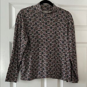Hasting & Smith Patterned Mock-Neck Top